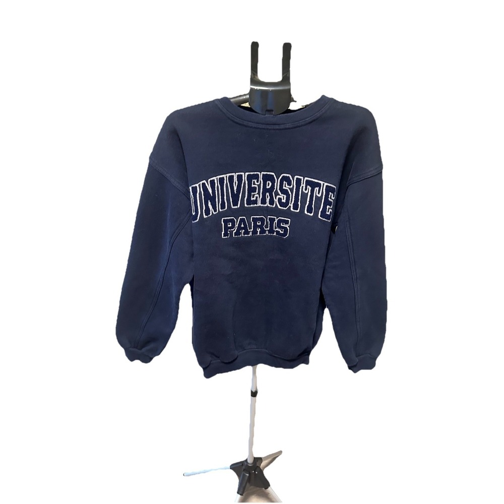 Vintage 90s Universite Paris France Crest Embroidered Crewneck Sweatshirt XXL